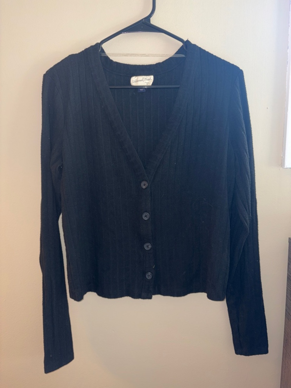 Universal Thread Black Ribbed V-Neck Cardigan